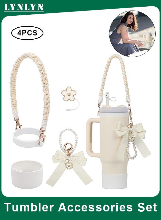 LYNLYN Tumbler Accessories Set with Flower Straw Topper, Bow Charms, Silicone Charm and Protective Boot, Gift for Women (Cup Not Included) - Image 1